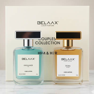BELAAX Couples Collection – Luxury Perfume Set for Him & Her (Kingmaker & Fiora, 50ml Each)